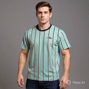 HUF Striped Short Sleeve Tee - Blue and Black